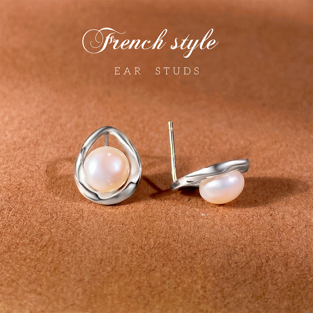 Minimalist Pearl 925 Sterling Silver Women's Earrings