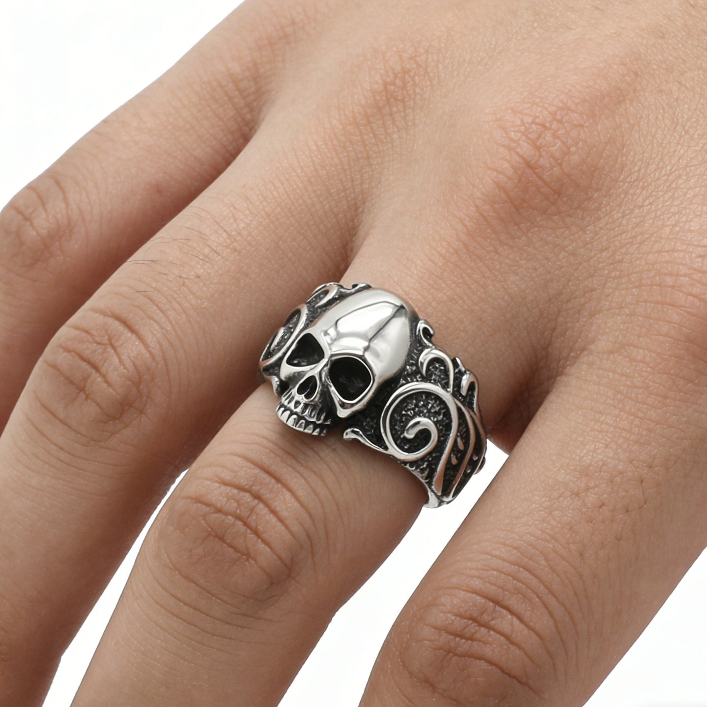 Planderful Skull Ring Titanium Steel Unisex Retro Protector Statement Men European Style Everyday Genie