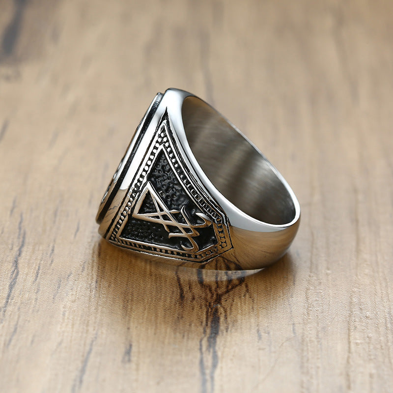 Stainless Steel Lucifer Casting Ring Steel Color for Men