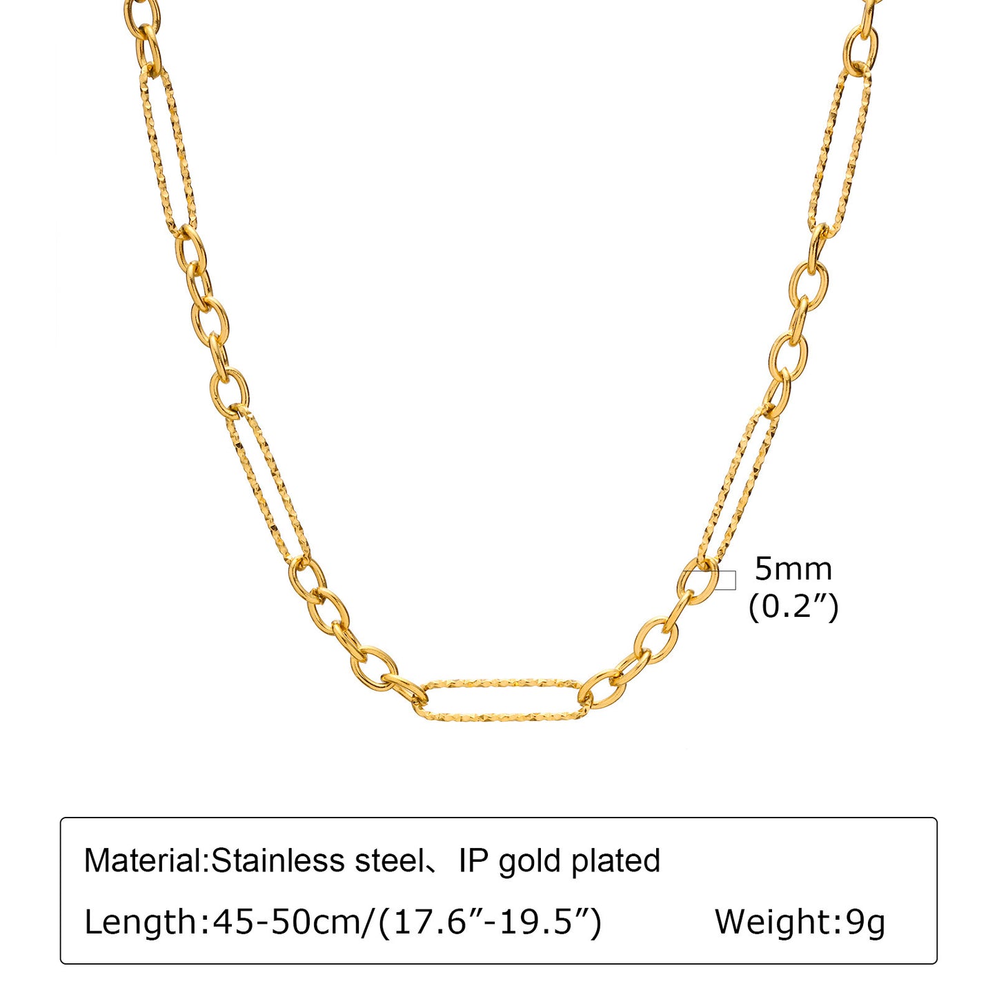 Stainless Steel Handmade Chain Necklace Bracelet Gold Women's