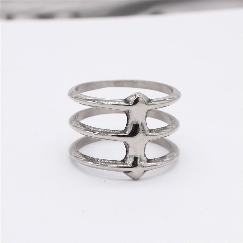 European and American Fashion Titanium Steel Ins Style Three Ring Set for Men and Women
