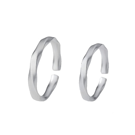 Planderful Mobius Ring Frosted Twist Unisex Sterling Silver S925 Adjustable Gift For Couples