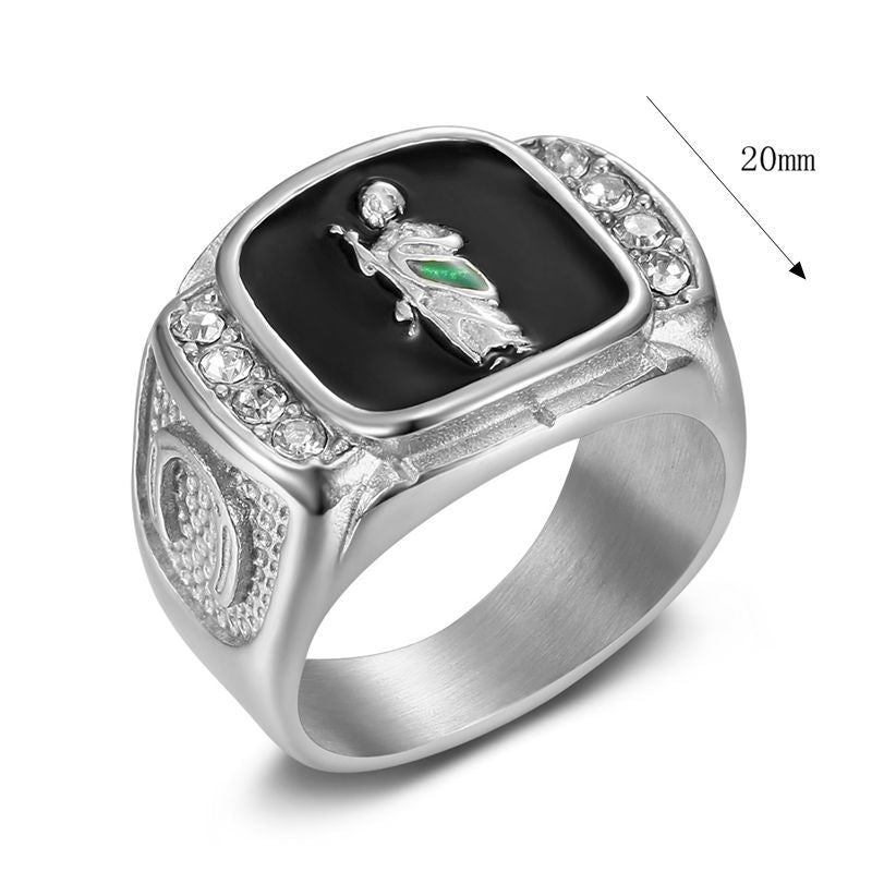 Planderful Everyday Genie Hip Hop Ring Stainless Steel Gold Plated Zircon Men St Jude Design