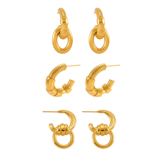 Planderful C Shaped Earrings Irregular Color Gold For Women
