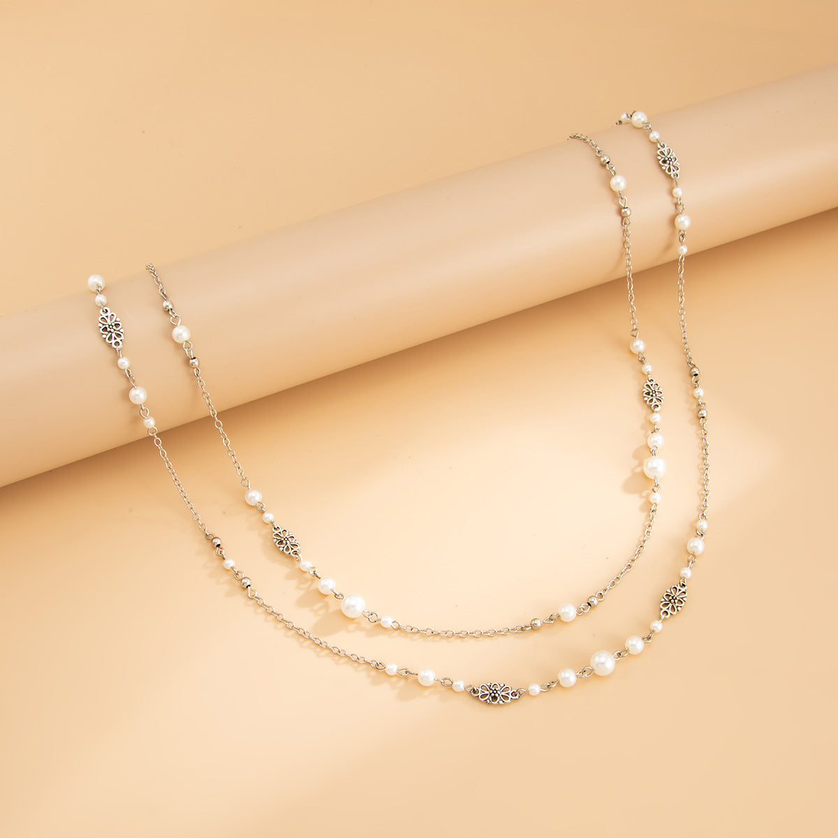 Retro Star-Shaped Fringed Sweater Chain For Imitation Pearls Stacked With Long Necklaces Necklace