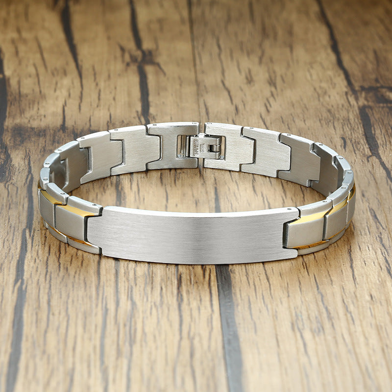 Planderful Mens Titanium Brushed Curved Bracelet Genie