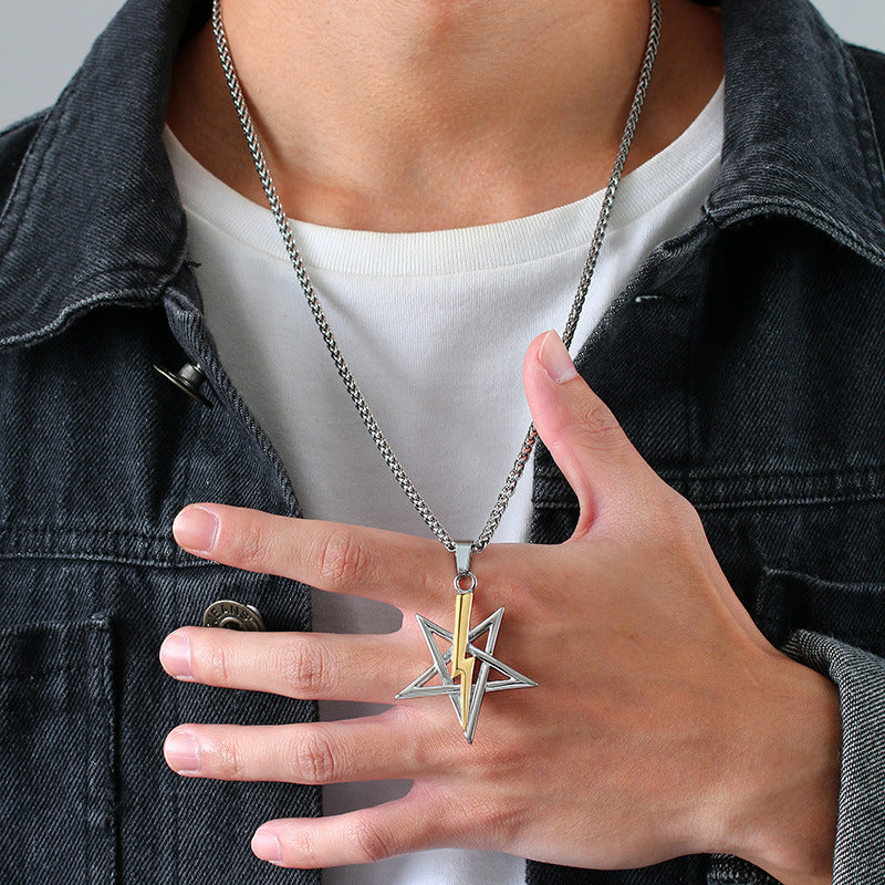 Hip-Hop Necklace Stainless Steel Five-Pointed Star Pendant