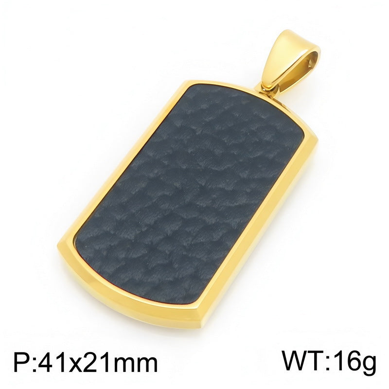 Leather Military Brand Pendant Retro Tag Back Stainless Steel Men's Pendant Necklace