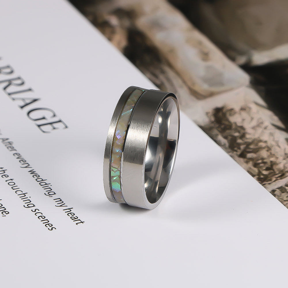 Stainless Steel Men's Ring – Colorful Shell Ring