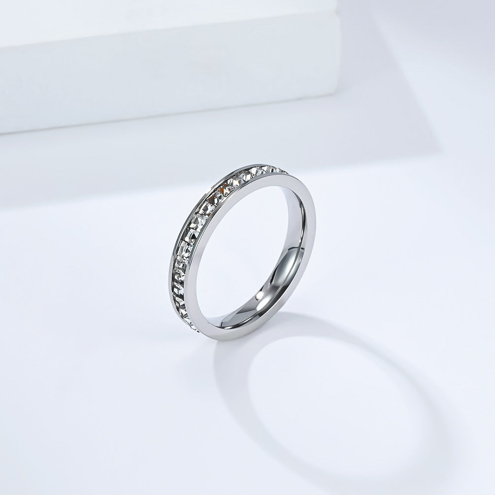 Planderful Everyday Genie Stainless Steel Square Zircon Ring For Women Elegant Everyday Luxury Jewelry