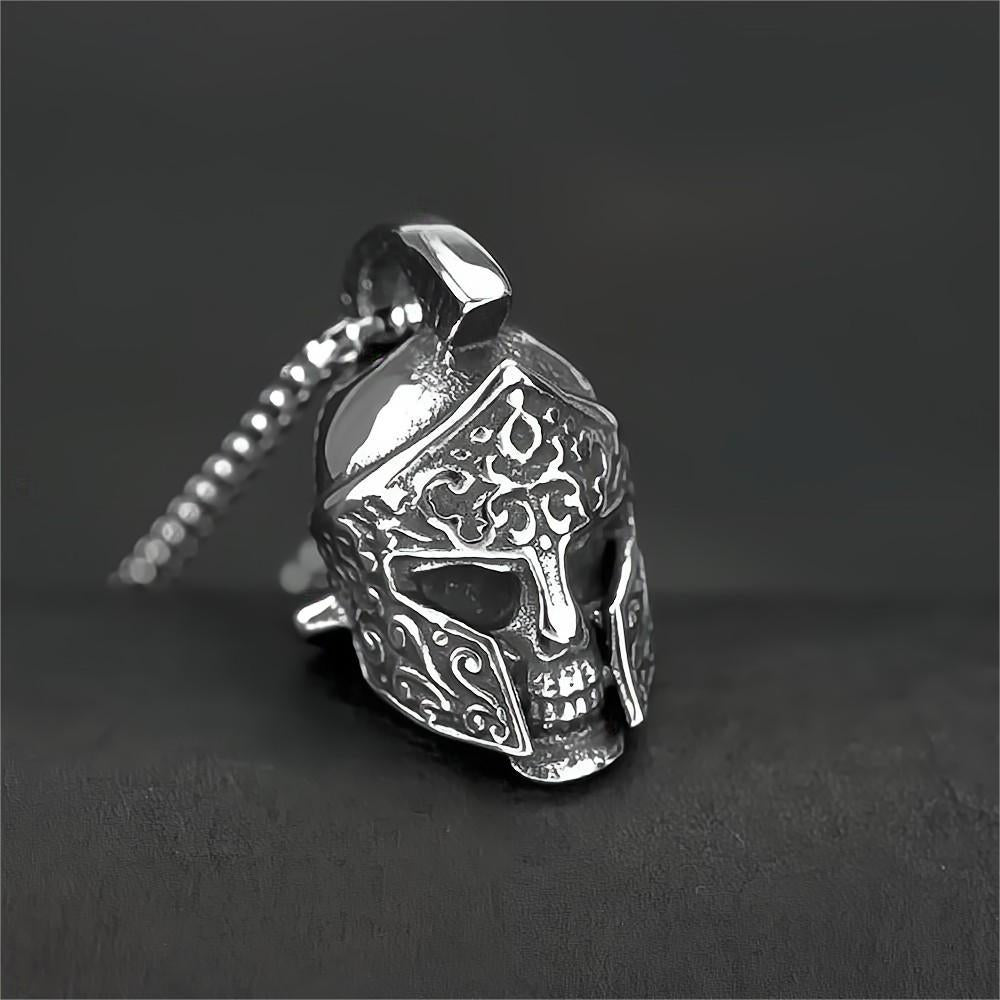 European And American Jewelry Stainless Steel Men's Pendant Necklace Retro Hip-Hop Warrior Helmet