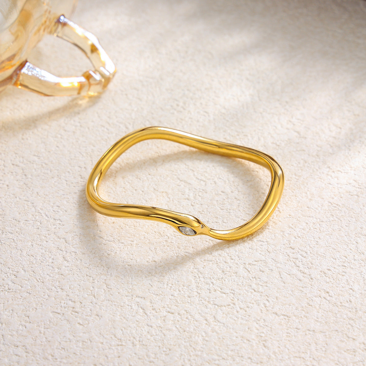 Serpentine Corrugated Star Zircon Opening Bracelet Stainless Steel Full Of Zircon
