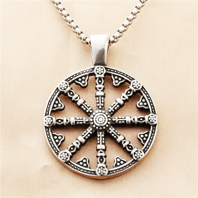Personalized Titan Steel Viking Compass Necklace, Retro Punk Pendant for Men