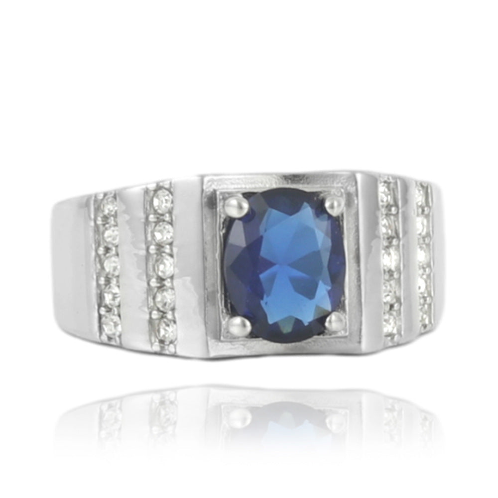 Trendy Personalized Multicolor Stone Titanium Steel Ring for Men and Women