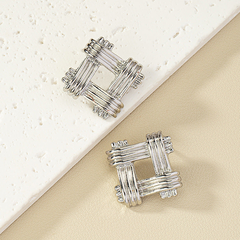 Twisted Geometric Fashion Stud Earrings - Vienna Verve Collection