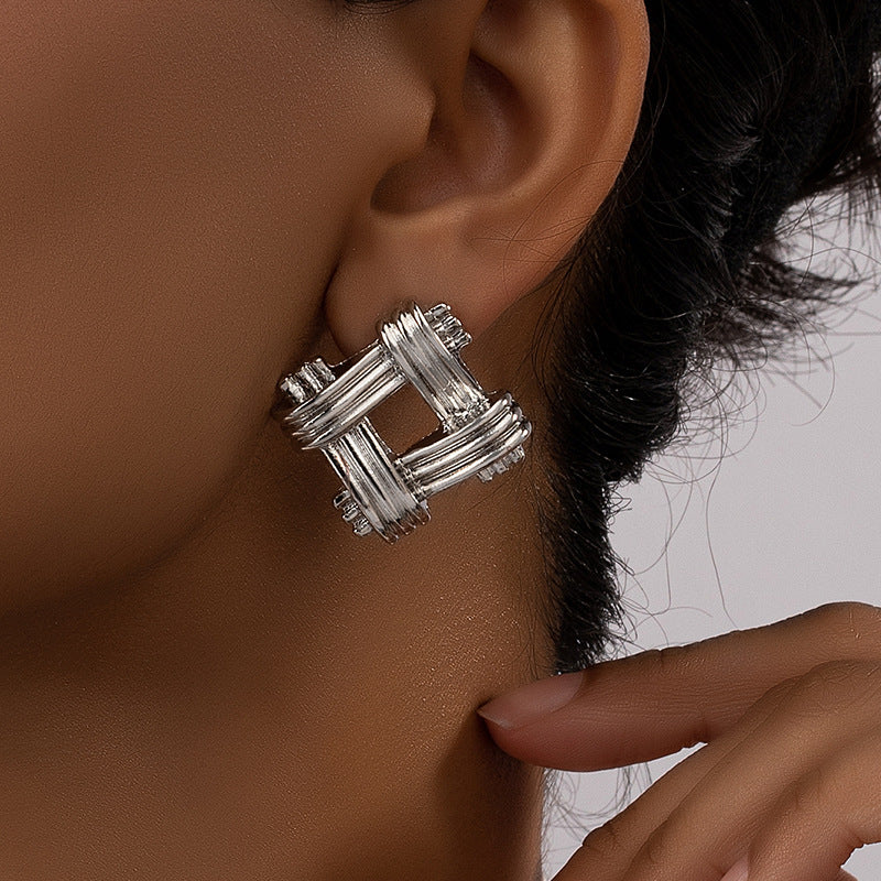 Twisted Geometric Fashion Stud Earrings - Vienna Verve Collection