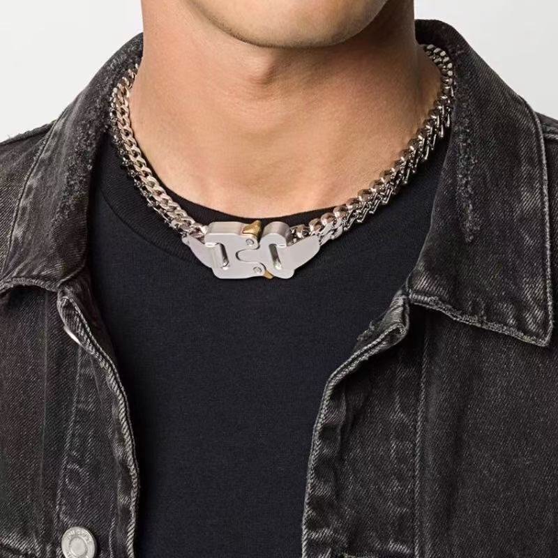Planderful Jewelry Steel Lock Chain Necklace For Men Hip Hop Street Style Premium