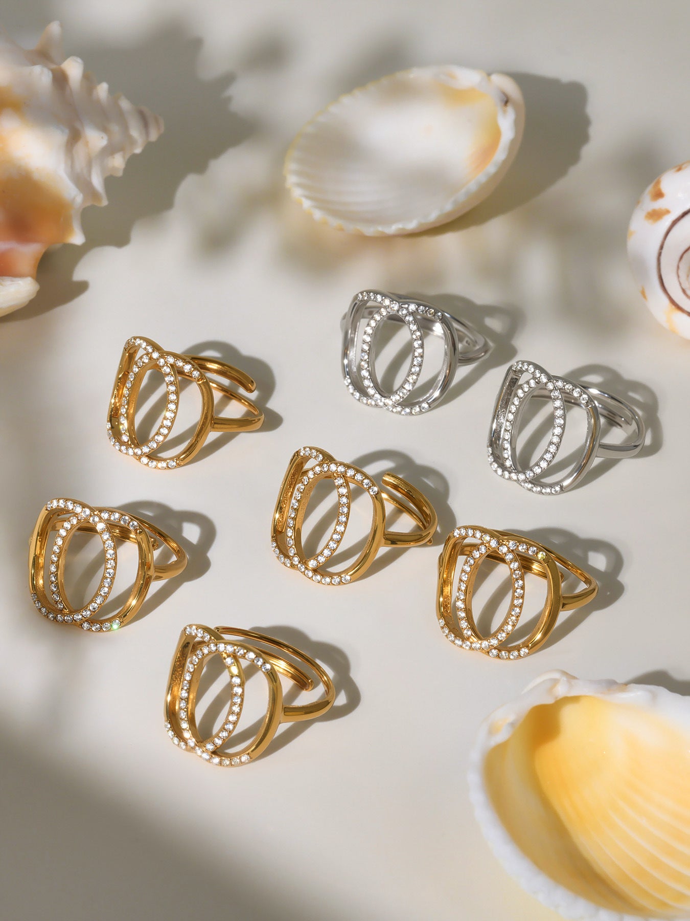 Planderful Zircon Double Circle Ring For Women Light Luxury