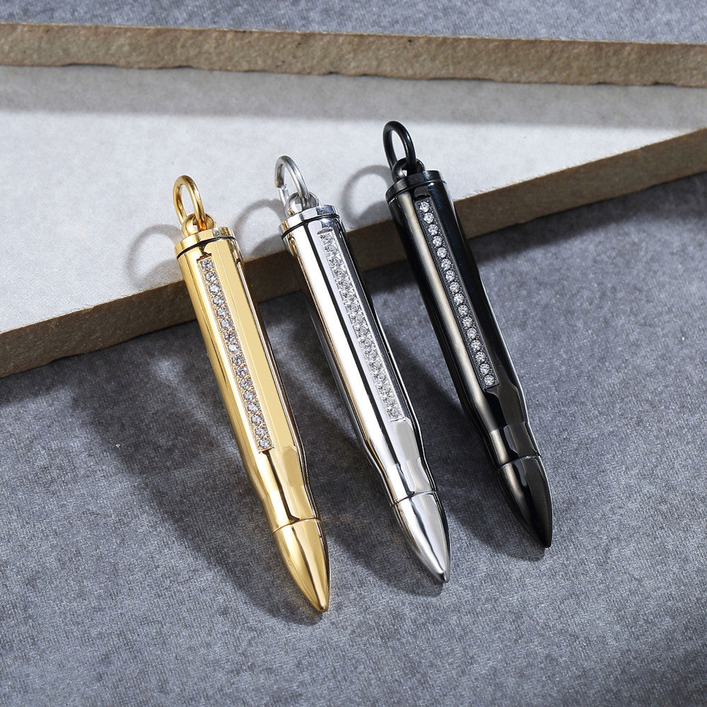 Planderful Elegant Titanium Steel Pendant With Zircon Inlay For Unisex Protection Jewelry