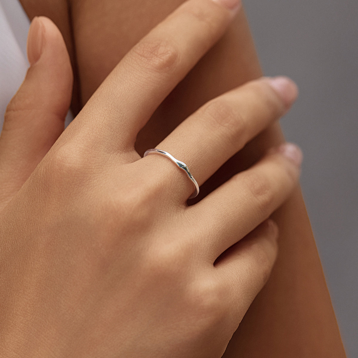 925 Sterling Silver Irregular Wave Ring