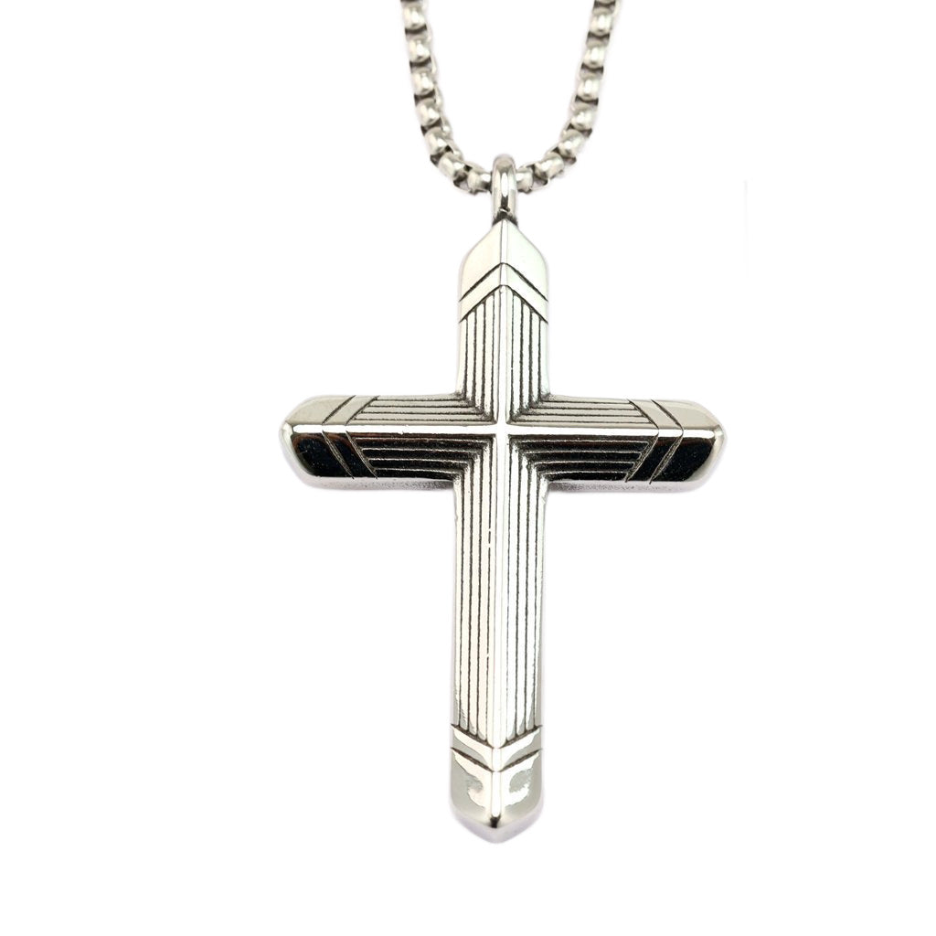 Cross Trendy Stainless Steel Men's Pendant Necklace