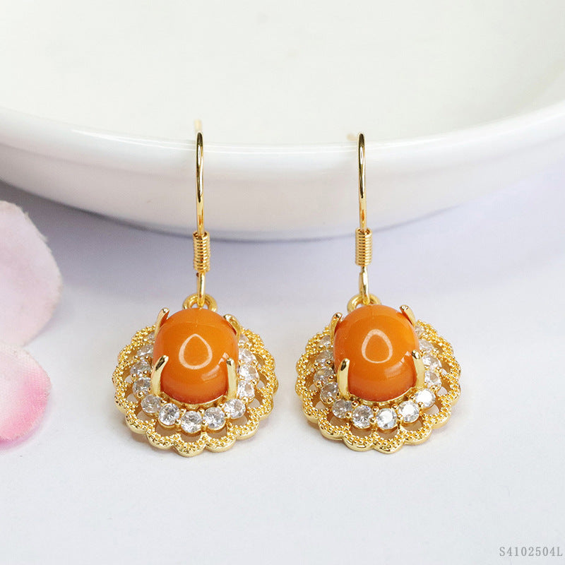 Beeswax Amber Lace Halo Drop Earrings