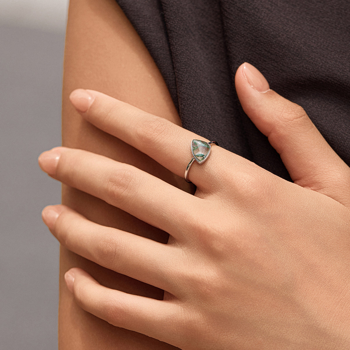 925 Sterling Silver Irregular Agate Ring