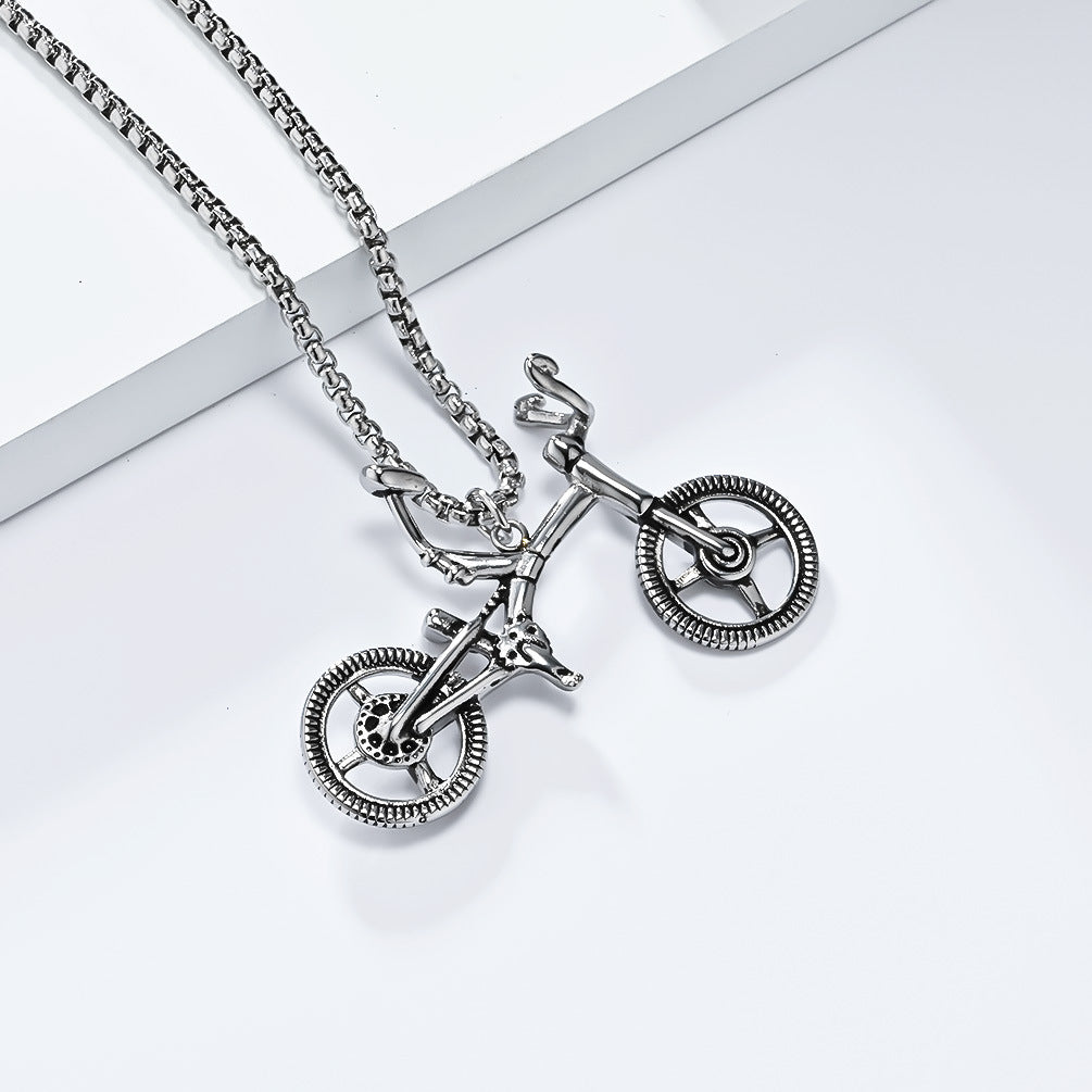 Bicycle Pendant Necklace For Fashion Lovers Timeless Retro Design Steel Jewelry Planderful Everyday Genie Niche Accessory