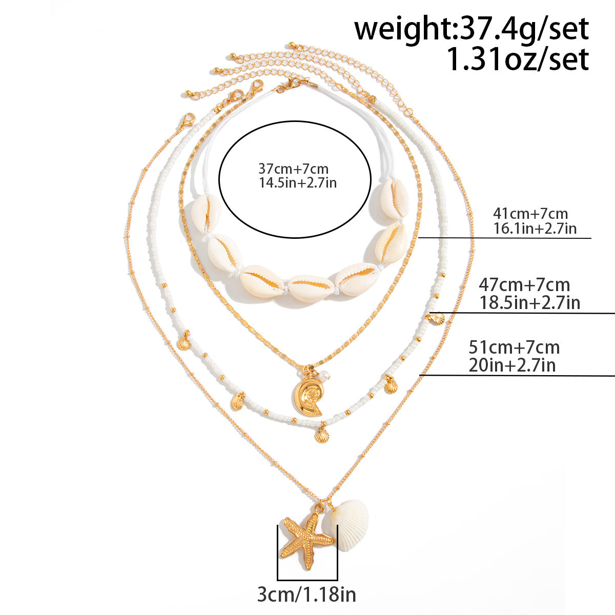 Shell & Starfish Beaded Layered Necklace