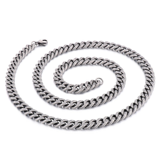 Planderful Men Stainless Steel Oxidized Button Necklace