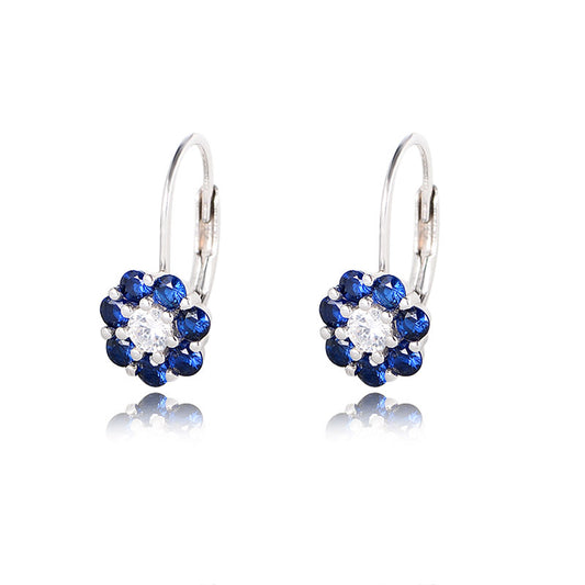 Retro Color Zircon Flower Ear Buckle Earrings Style Earrings High-End Earrings