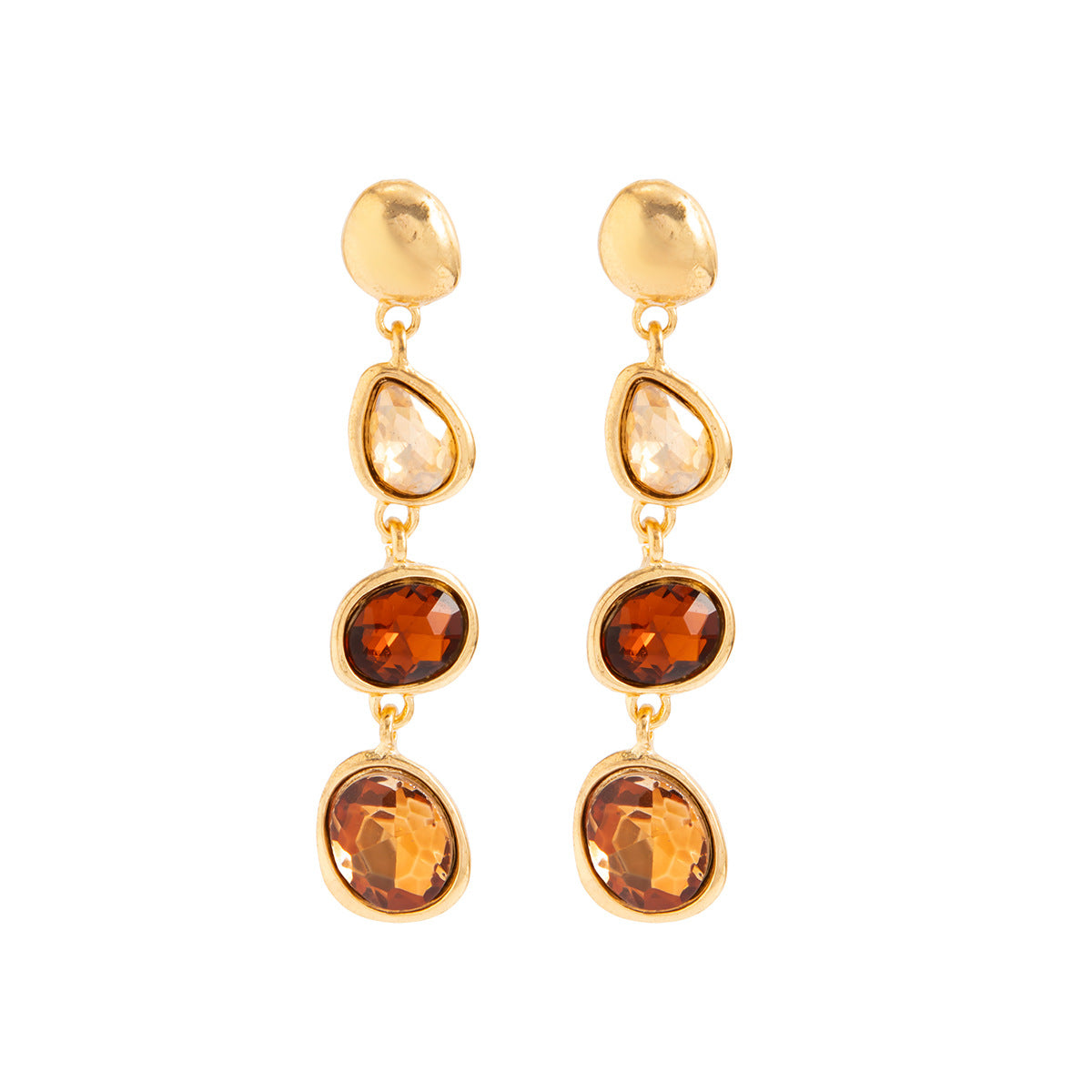 Planderful Vienna Verve Color Splicing Crystal Drop Earrings For Women Glamorous Long Fringe Statement Jewelry