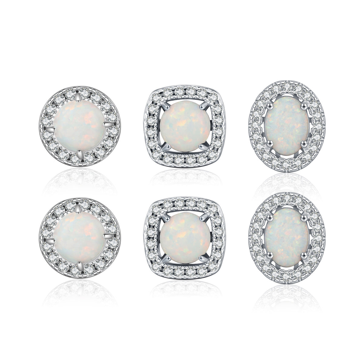 925 Sterling Silver Vintage-Inspired Opal Stud Earrings