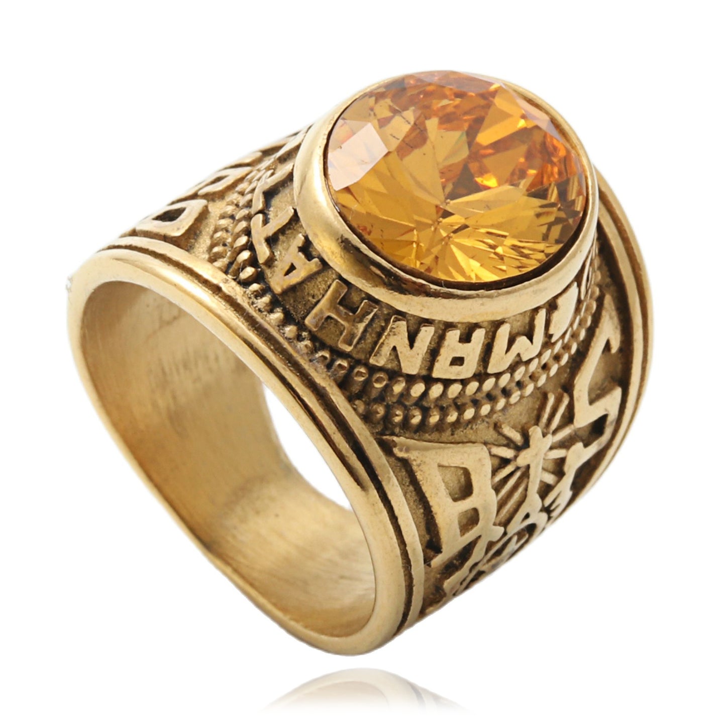 Planderful Titanium Steel MultiColor Zircon Ring For Men Unisex Retro Punk Style Eagle Design