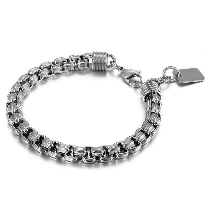 Punk Style Men's Stainless Steel Square Pearl Bracelet – Men's Titanium Steel Design