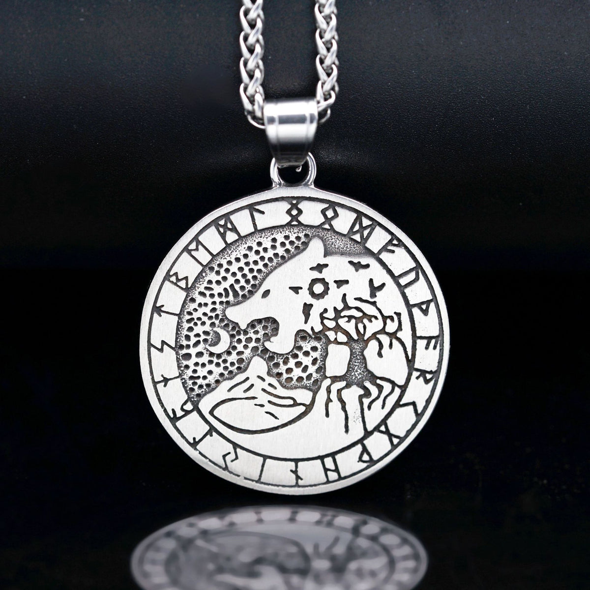 Celtic Viking Wolf Stainless Steel Pendant Necklace