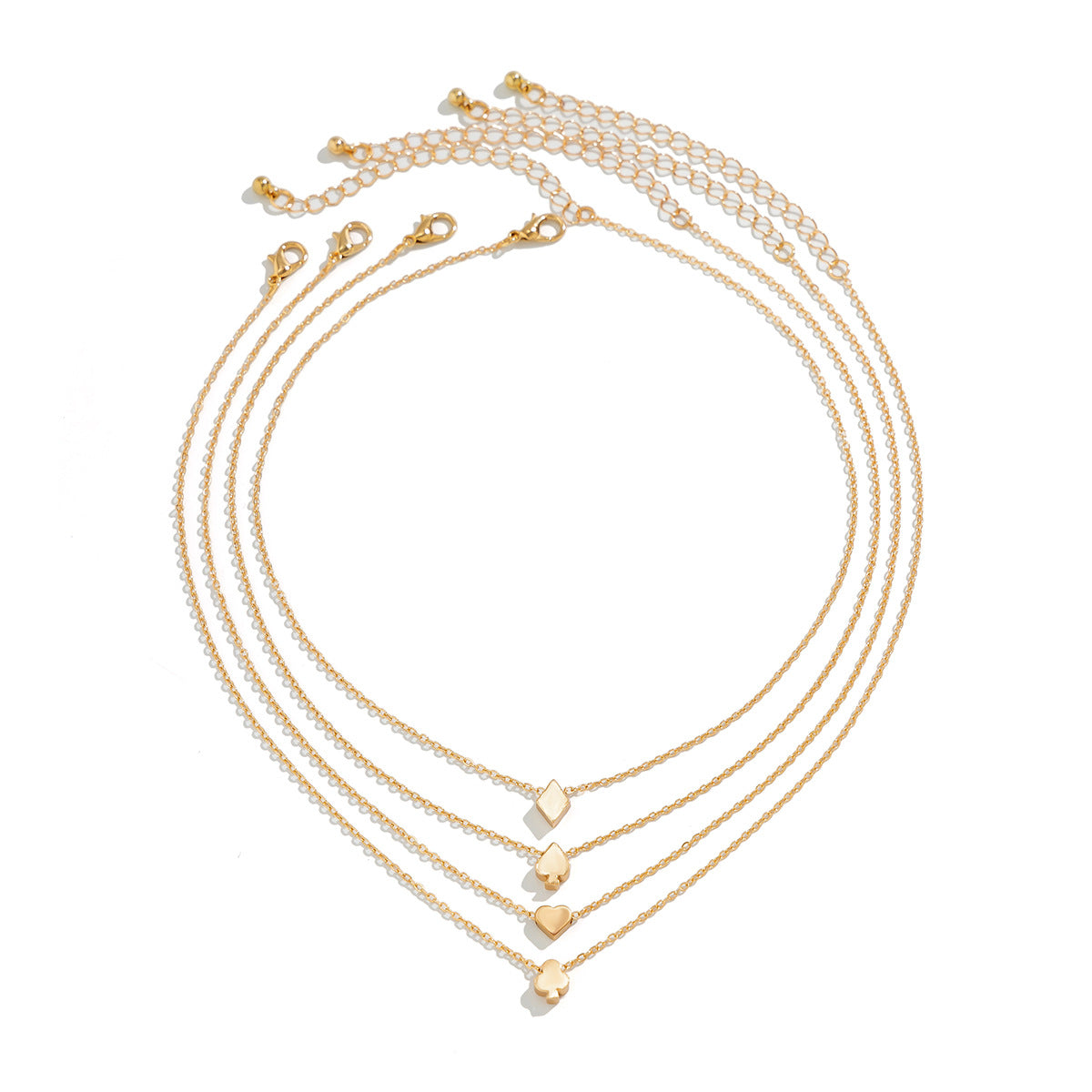 Heart Plum Metal Necklace with Poker Pendant Set from Europe and The United States.