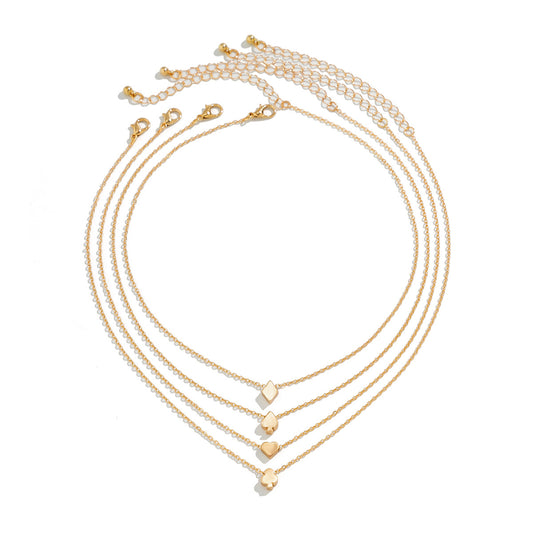 Heart Plum Metal Necklace with Poker Pendant Set from Europe and The United States.