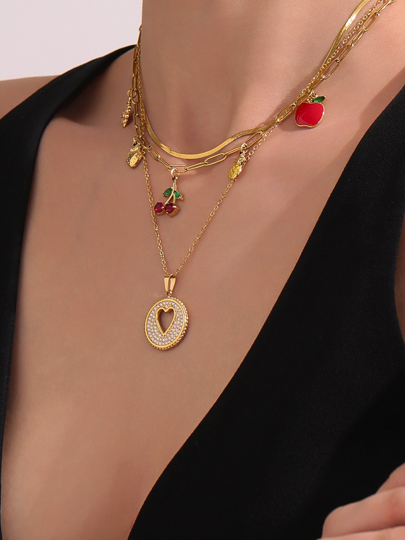 Planderful Women Collarbone Necklace Zircon 18K Gold Plated