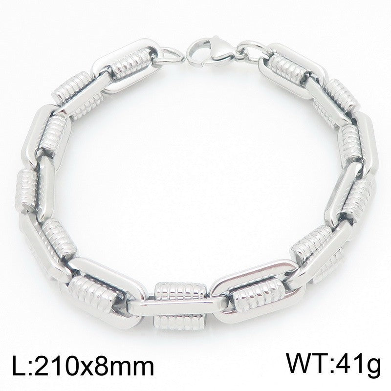 Design Metal Chain Bracelet – Mechanical Wind Rock Vacuum Plating Titanium Steel Men's