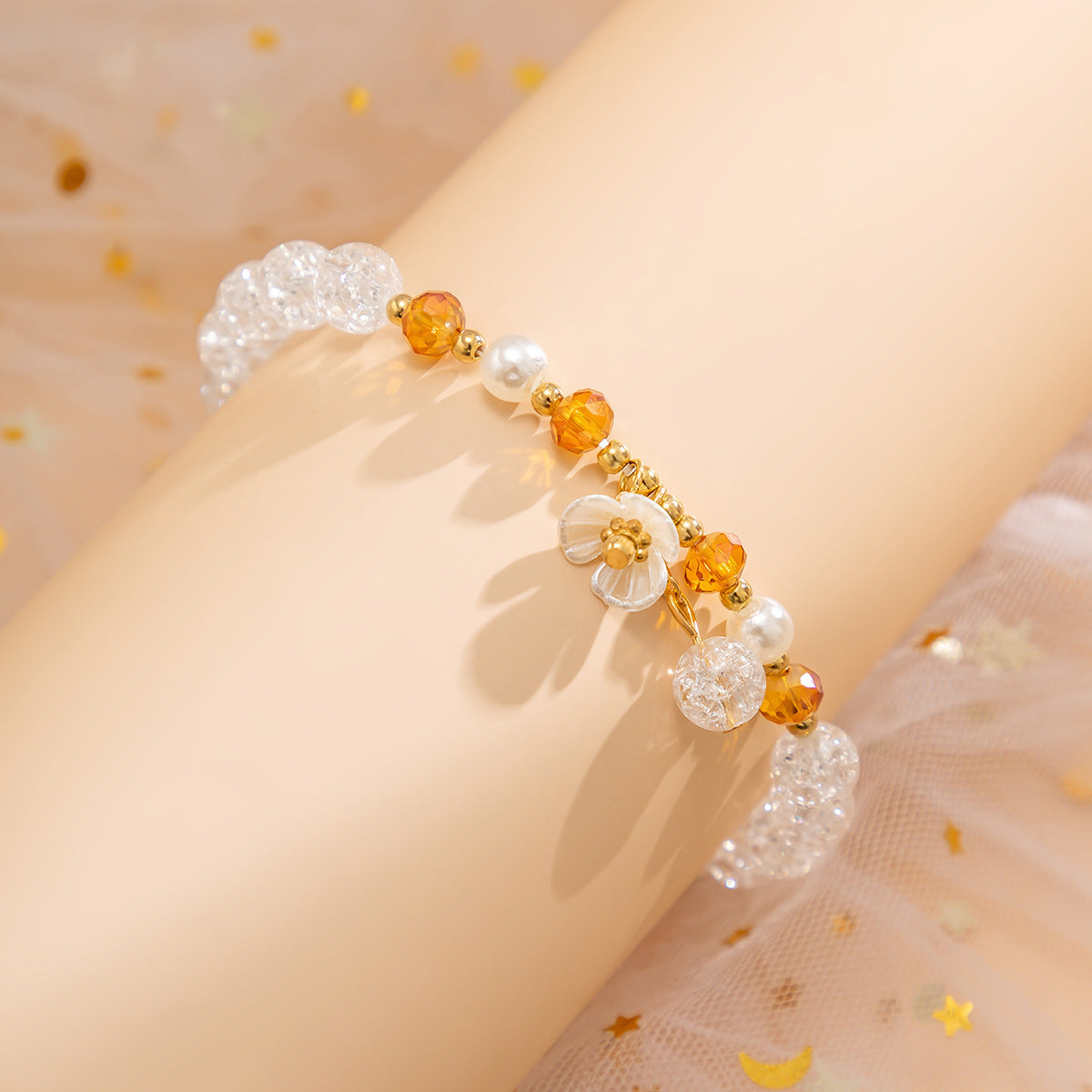 Planderful Vienna Verve Crystal Butterfly Bracelet For Women Elegant Beaded Elastic Jewelry