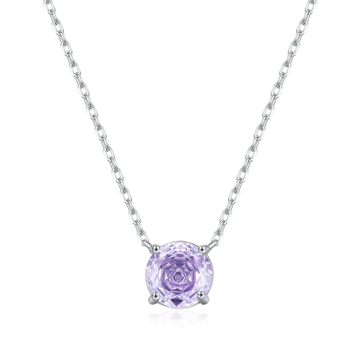 925 Sterling Silver Lavender Rose-Cut Zircon Necklace