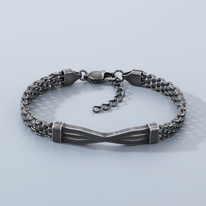 Stainless Steel Men's Design Geometric Cross Minimalist Style Titanium Steel Bracelet