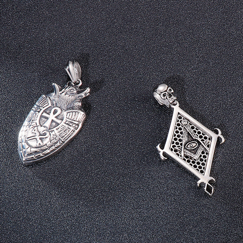 Men's Titanium Steel Pendant with Hollow Skull Design - European & American Style