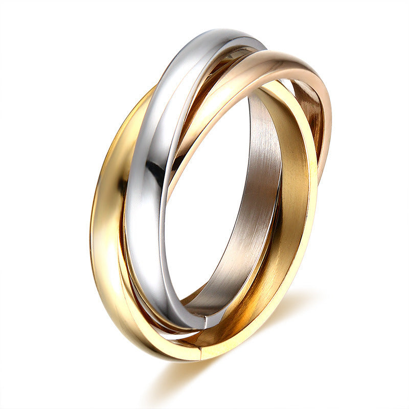 European And American Jewelry Three-In-One Plain Fashion Ring