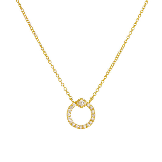 Geometric Design Circle Full Of Zircon Sterling Silver Necklace