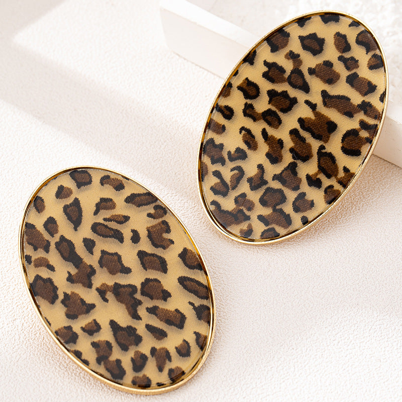 Planderful Vienna Verve Earrings – Trendy Metal Geometric Leopard Print Design
