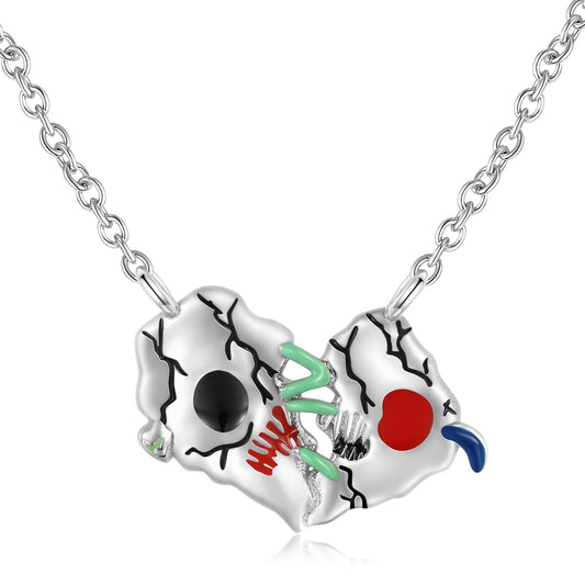 Creative Sewn Heart Pendant Silver Necklace