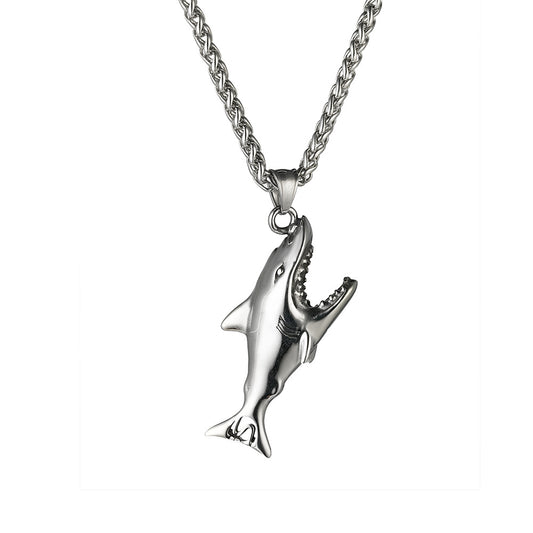 Stainless Steel Shark Pendant Necklace For Men And Women By Planderful Personalizable Versatile Jewelry