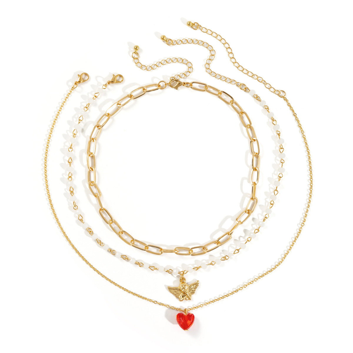 Heavenly Angel Heart Necklace Embellished with Crystal Details